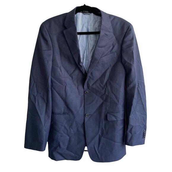 TOMMY HILFIGER wool button front blazer jacket sport coat Navy Blue 38L - Picture 2 of 10